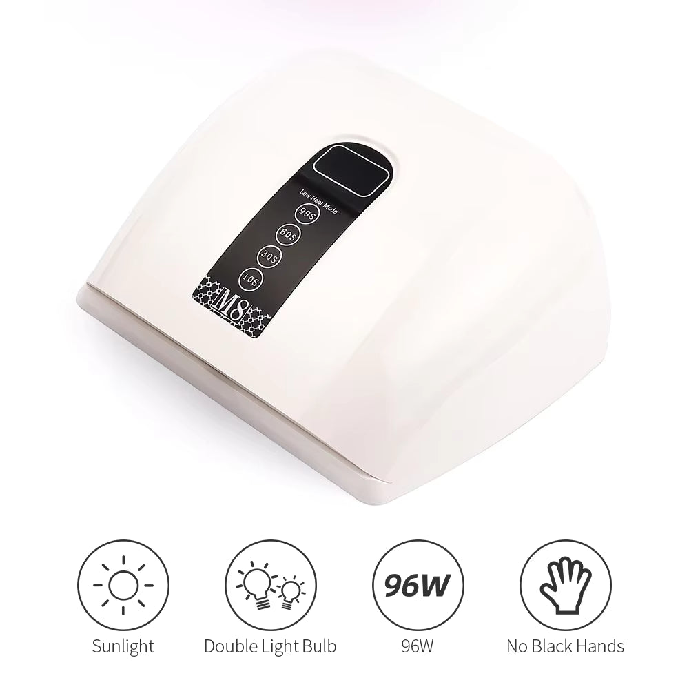 96W 48-LED Red Light Fast Drying Dual-Hand Nail Lamp - Professional UV/LED Gel Polish Dryer