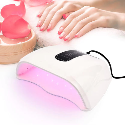 96W 48-LED Red Light Fast Drying Dual-Hand Nail Lamp - Professional UV/LED Gel Polish Dryer