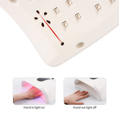 96W 48-LED Red Light Fast Drying Dual-Hand Nail Lamp - Professional UV/LED Gel Polish Dryer