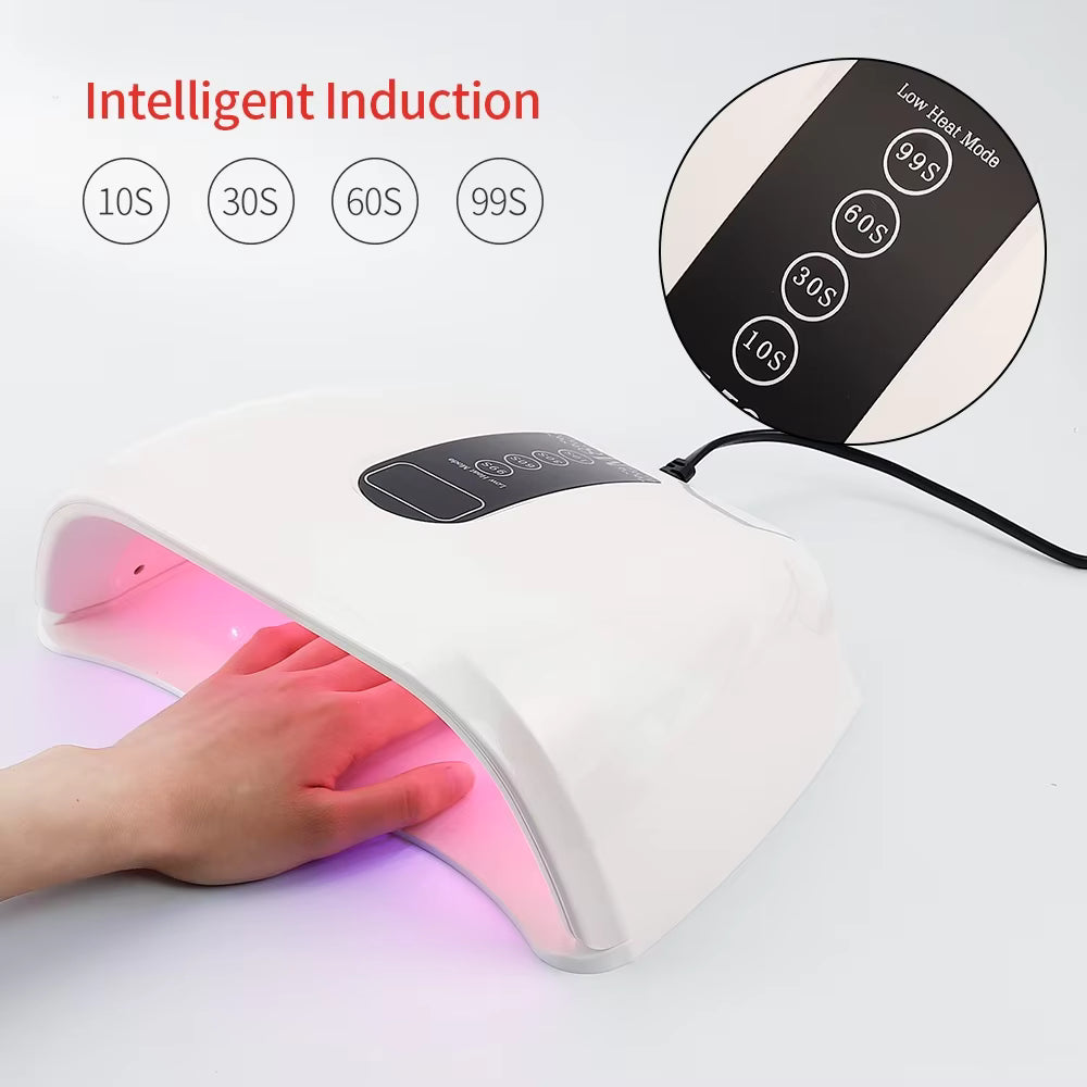 96W 48-LED Red Light Fast Drying Dual-Hand Nail Lamp - Professional UV/LED Gel Polish Dryer