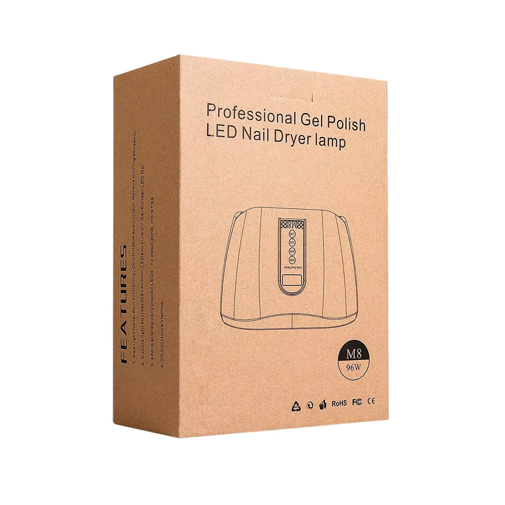 96W 48-LED Red Light Fast Drying Dual-Hand Nail Lamp - Professional UV/LED Gel Polish Dryer